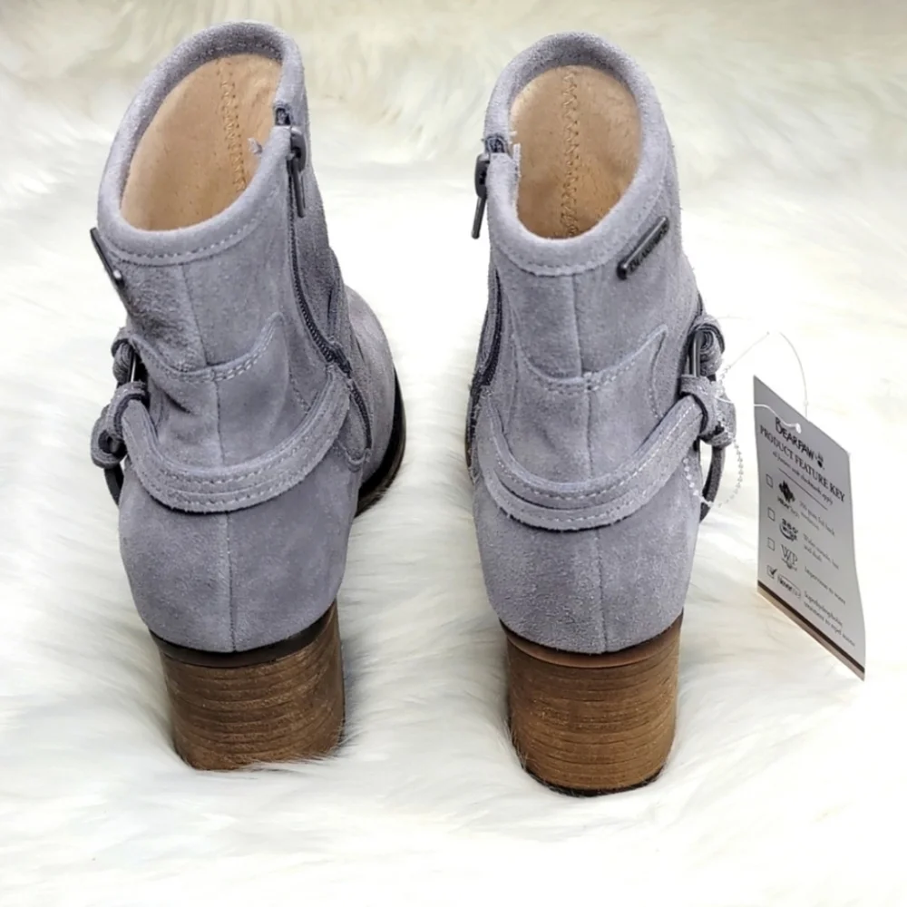 BEARPAW Mica Winter Ankle Boot Booties Gray Fog